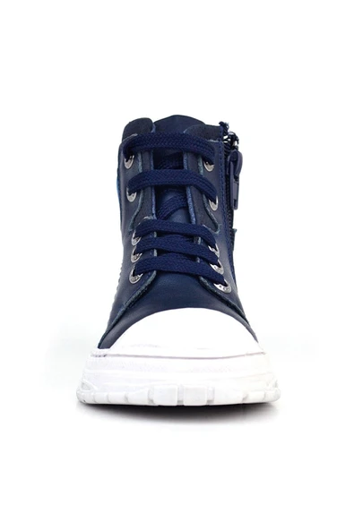 Hakiki Deri Pixel Koyu Lacivert Bağcıklı Fermuarlı Çocuk Bot - 3