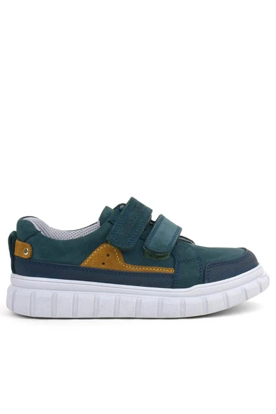 Rakerplus Hakiki Deri Koyu Yeşil Cırtlı Günlük Spor Çocuk Okul Ayakkabı - 2