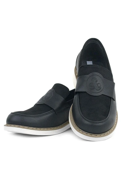 Rakerplus Pixel Siyah Loafer Çocuk Klasik Okul Ayakkabı - 6