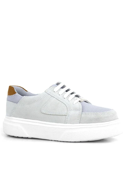 Rakerplus Hakiki Deri Gri Bağcıklı Çocuk Günlük Okul Ayakkabı