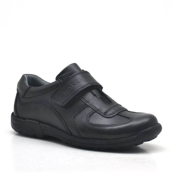 Rakerplus Hakiki Deri Siyah Cırtlı Erkek Çocuk Okul Ayakkabısı ürün görseli