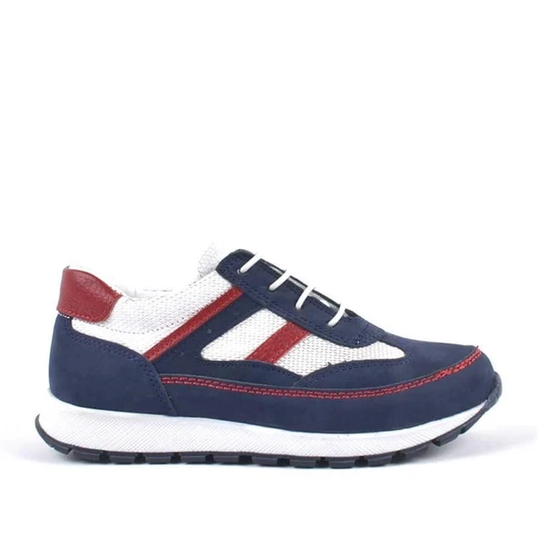 Rakerplus Hakiki Deri Lacivert Bağcıklı Erkek Çocuk Spor Okul Ayakkabı - 2