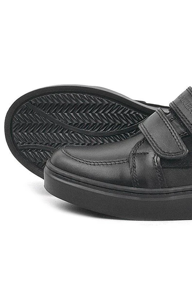 Rakerplus Hakiki Deri Siyah Cırtlı Erkek Çocuk Spor Okul Ayakkabı - 7