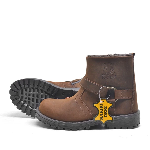 Rakerplus Chiron Hakiki Deri Tarçın Rengi Fermuarlı Çocuk Çizme - 4