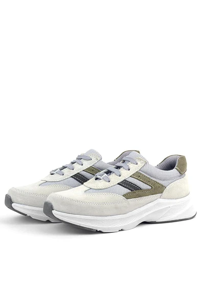 Rakerplus Hakiki Deri Anatomik Vizon Haki Bağcıklı Hafif Çocuk Spor Ayakkabı - Resim 5