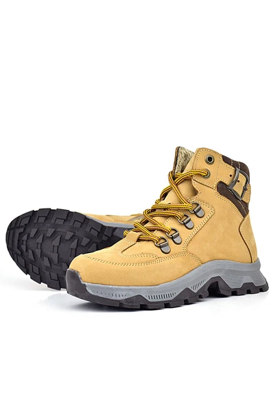 Rakerplus Hakiki Deri Taba Bağcıklı Fermuarlı Trekking Çocuk Bot - 6