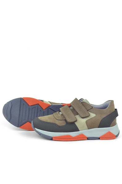 Rakerplus Hakiki Deri Kahverengi Çocuk Sneakers Spor Ayakkabı - 5