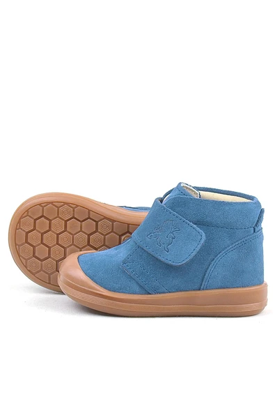 Rakerplus Yoohoo Hakiki Deri Mavi Cırtlı Unisex Bebek Bot - Resim 7