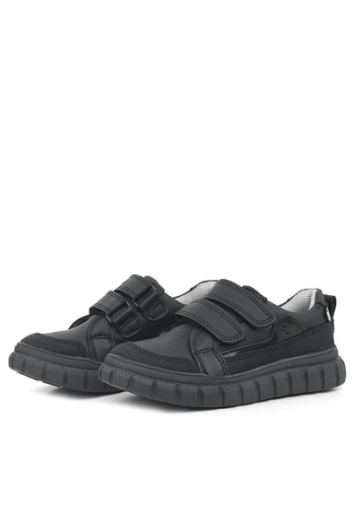Rakerplus Hakiki Deri Siyah Cırtlı Günlük Spor Çocuk Okul Ayakkabı - 4