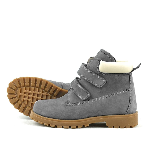 Rakerplus Neson Hakiki Deri Gri Cırtlı Çocuk Bot - Resim 6