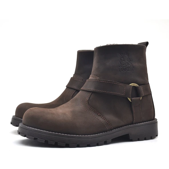 Rakerplus Chiron Hakiki Deri Fermuarlı Kışlık Çocuk Botu - Resim 4