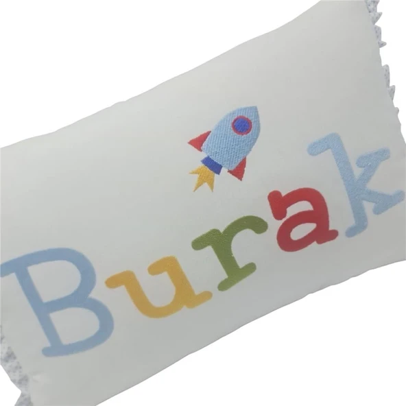 Kişiye Özel Nakışlı Roket Desenli Doğum Yastığı Beyaz 30x45 cm - 2