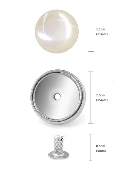 20 Adet Yarım Yuvarlak 15mm İnci Çakma Rivet - 3