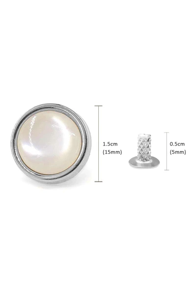 20 Adet Yarım Yuvarlak 15mm İnci Çakma Rivet - 2