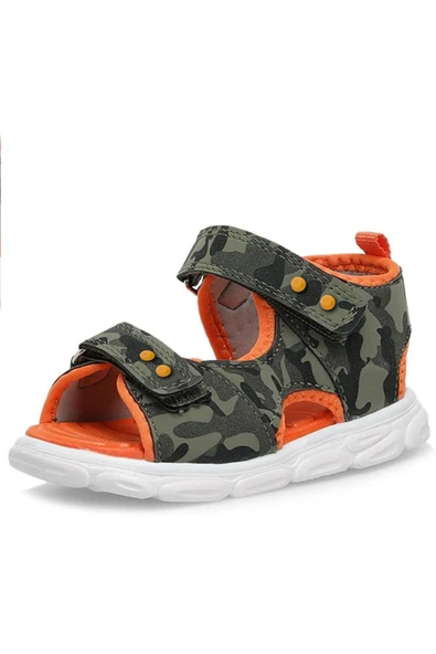 Rakerplus Haki Kamuflaj Desenli Metal Detaylı Cırtlı Bebek Sandalet Ayakkabı - 4