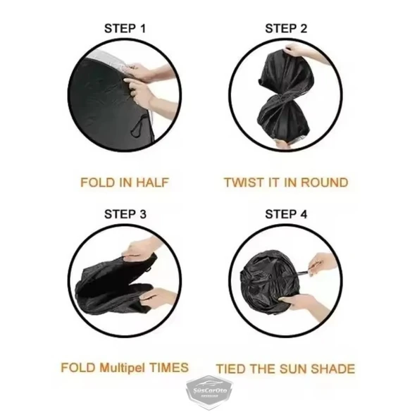 Oto Katlanabilir Premium Ön Güneşlik Ön Arka Cam Gölgelik Metalize Yeni Nesil Güneş Koruyucu Oto Araba Suv Tır 69 cm x 149 cm - 8