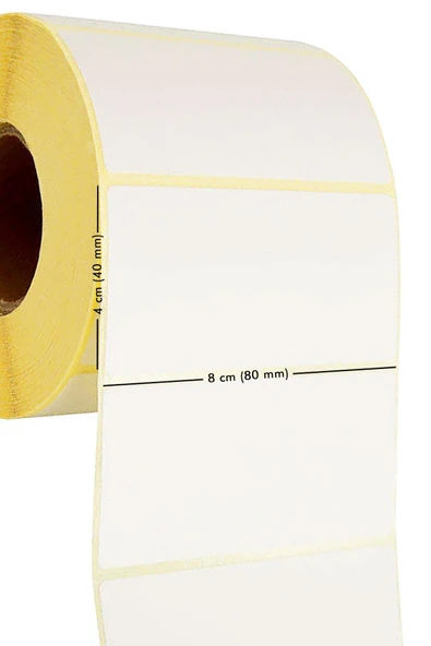 1000'li 80x40 Termal Beyaz Barkod Etiket Rulo - 2