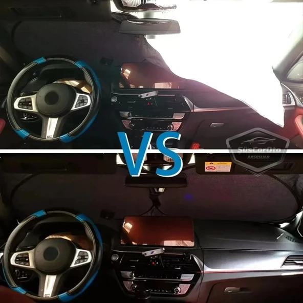 Oto Katlanabilir Premium Ön Güneşlik Ön Arka Cam Gölgelik Metalize Yeni Nesil Güneş Koruyucu Oto Araba Suv Tır 69 cm x 149 cm - 6