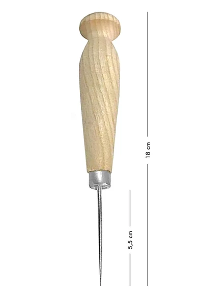 10 Cm Ahşap Saplı Biz Deri El Aleti - Resim 2