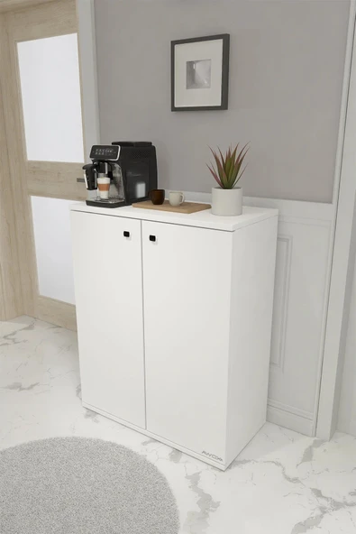 Anna 2 Kapaklı Çok Amaçlı Dolap Dekoratif Kiler Dolabı Erzak Dolabı Beyaz - 2