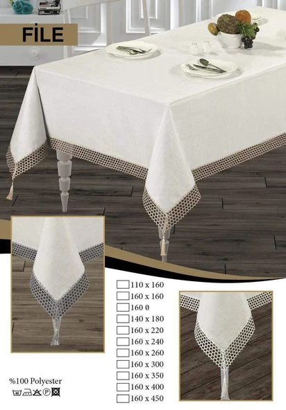 NİVEMESHOME FİLE GRİ 160*220 MASA ÖRTÜSÜ EVLÜKS - 3