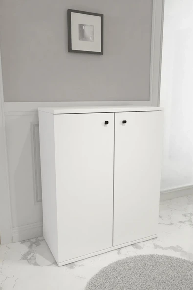 Anna 2 Kapaklı Çok Amaçlı Dolap Dekoratif Kiler Dolabı Erzak Dolabı Beyaz - 5