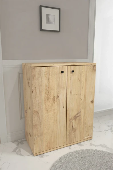 Anna 2 Kapaklı Çok Amaçlı Dolap Dekoratif Kiler Dolabı Erzak Dolabı Çam - 4