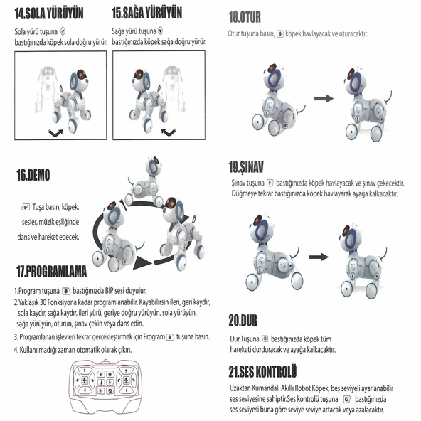 Uzaktan Kumandalı İnteraktif Şarjlı Akıllı Robot Köpek Fonksiyonlu Köpek - 7