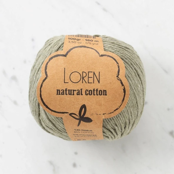 Loren Natural Cotton Küf Yeşili El Örgü İpi - R089 - 33926 ürün görseli