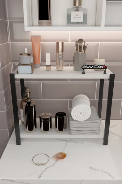 PORTA 2 Raflı Tezgah Üstü Organizer Baharatlık Raf Çok Amaçlı Raf Beyaz ürün görseli