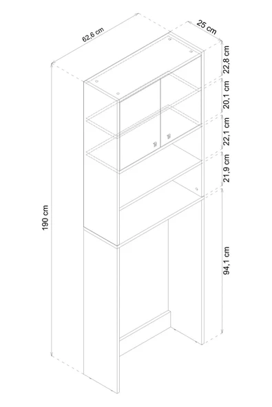 Plato Çamaşır Makinesi Dolabı 4 Raflı 2 Kapaklı Çamaşır Makinesi Dolabı Banyo Dolabı Çam - 5