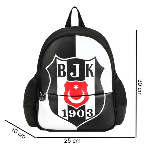 Beşiktaş 2 Bölmeli 1903 Logo Baskılı Suni Deri Anaokulu Okul Sırt Çantası (25361) - Resim 2