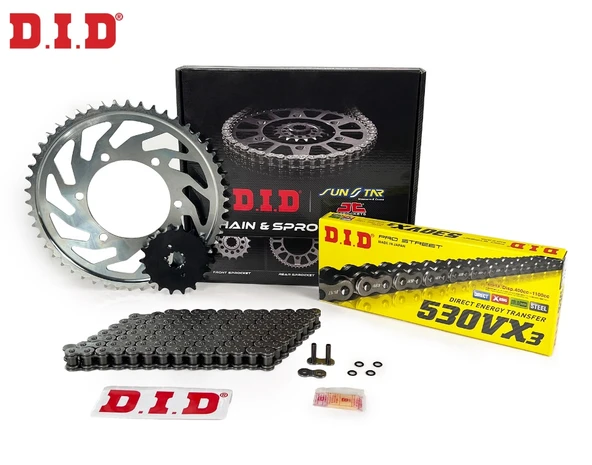 ZİNCİR DİŞLİ SETİ SUZUKI HAYABUSA GSX-R 1300cc ZİNCİR: DID-530VX3 Çelik-118 ÖN DİŞLİ: SUNSTAR 18T ARKA DİŞLİ: JT 43T 2023-2024 ürün görseli