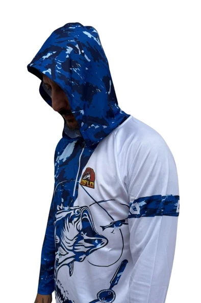 Oslo Performans Balıkçı T-Shirt Kapüşonlu Blue Bear - Resim 4
