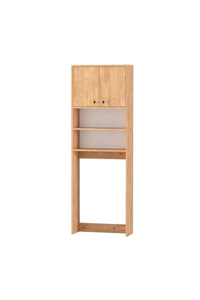 Plato Çamaşır Makinesi Dolabı 4 Raflı 2 Kapaklı Çamaşır Makinesi Dolabı Banyo Dolabı Çam - 4