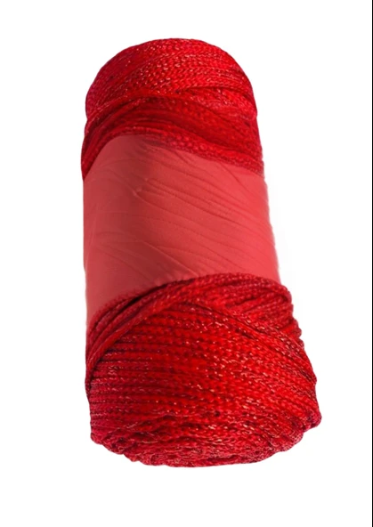 Makrome İpi 3mm Polyester Kırmızı Simli ürün görseli