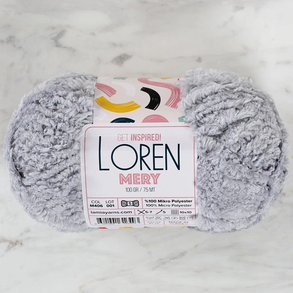 Loren Mery Açık Gri El Örgü İpi - M406 - 34313 - Resim 3