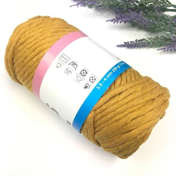 Pamuk Makrome 4 mm İp Hardal ürün görseli