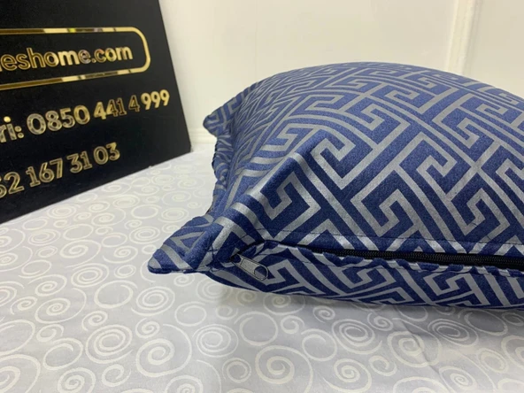 NİVEMESHOME MONET ZİGZAG KIRLENT KILIFI LACİVERT 45 X 45 - 4