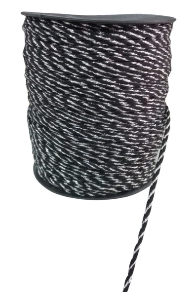 Bileklik ipi, Hediye Paketleme ipi, Şans, Bereket, Aşk, Şifa, Güç 5 mm Pamuk  5 metre Siyah ürün görseli