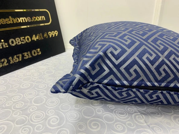 NİVEMESHOME MONET ZİGZAG KIRLENT KILIFI LACİVERT 45 X 45 - Resim 4