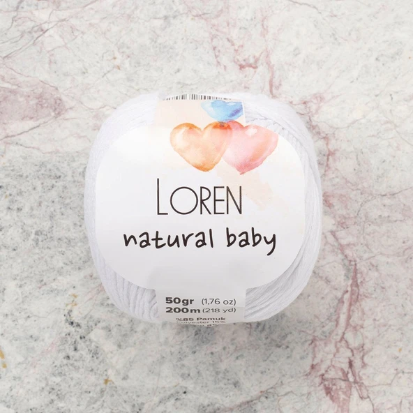 Loren Natural Baby Beyaz El Örgü İpi - R001 - 33829 ürün görseli