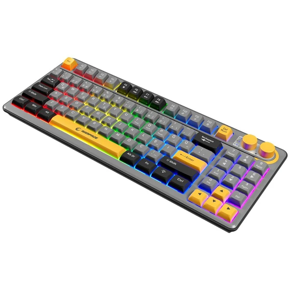 Rampage CYCLONE Gri/Siyah/Sarı USB RGB Aydınlatmalı Q Compact Membrane Gaming Oyuncu Klavye - 4