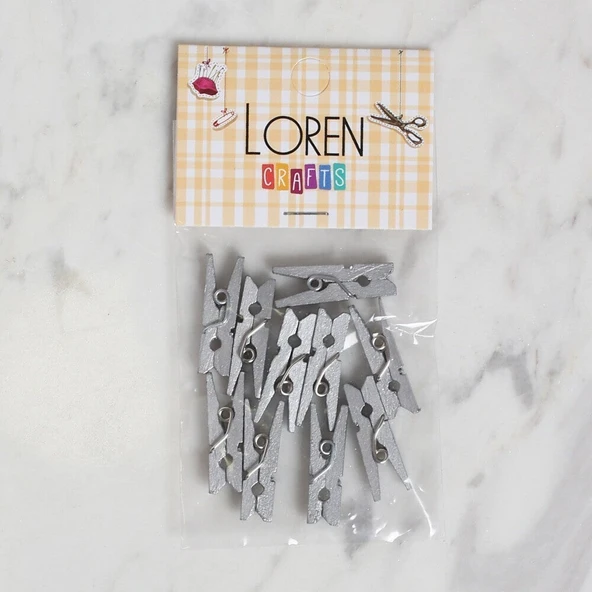 LOREN CRAFTS 10 LU GÜMÜŞ RENK MİNİ MANDAL ürün görseli