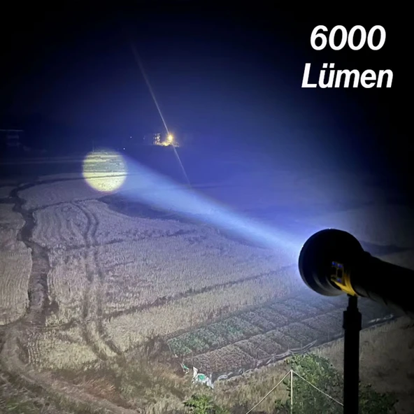 El Feneri 6000 Lümen Uzun Menzil 100W Şarjlı Powerbank Ledli Işık Kafa Lambası Su Geçirmez Kamp - Resim 5