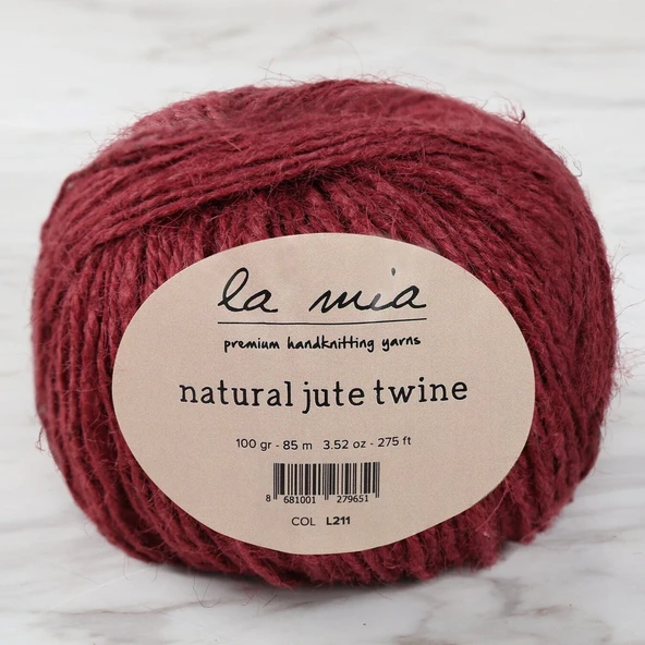 La Mia Natural Jute Twine 100 gr Bordo Jüt İp - L211 - 34105 ürün görseli