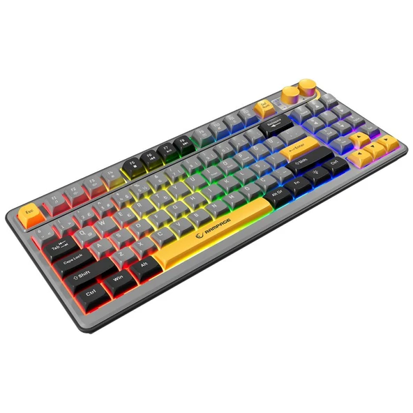 Rampage CYCLONE Gri/Siyah/Sarı USB RGB Aydınlatmalı Q Compact Membrane Gaming Oyuncu Klavye - 3