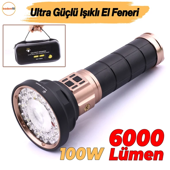 El Feneri 6000 Lümen Uzun Menzil 100W Şarjlı Powerbank Ledli Işık Kafa Lambası Su Geçirmez Kamp - Resim 8