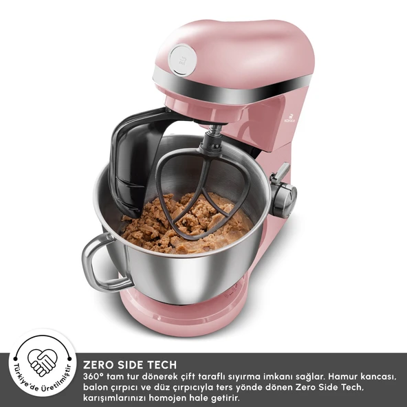 Karaca Mastermaid Chef Pro Çift Kollu Stand Mikser Pearly Pink 1750w 5L - Resim 6
