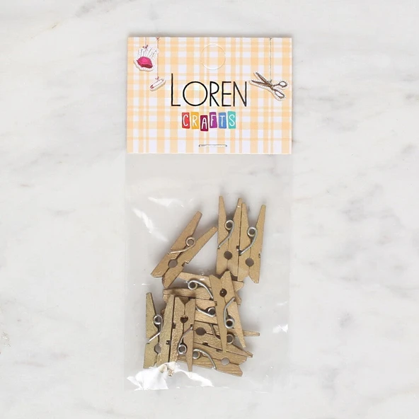 LOREN CRAFTS 10 LU ALTIN RENK MİNİ MANDAL - Resim 2